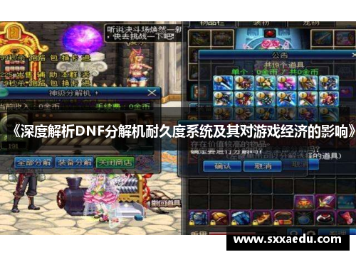 《深度解析DNF分解机耐久度系统及其对游戏经济的影响》